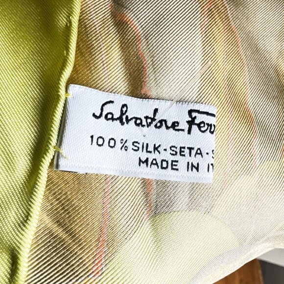 Salvatore Ferragamo Panther Parrot Print Scarf Silk Hand Rolled - Picture 10 of 10
